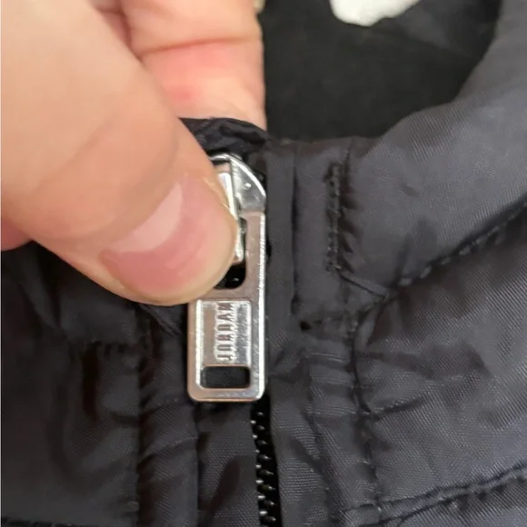 Jordan Black Puffer Jacket with Red and White Stripes - Picture 3 of 6